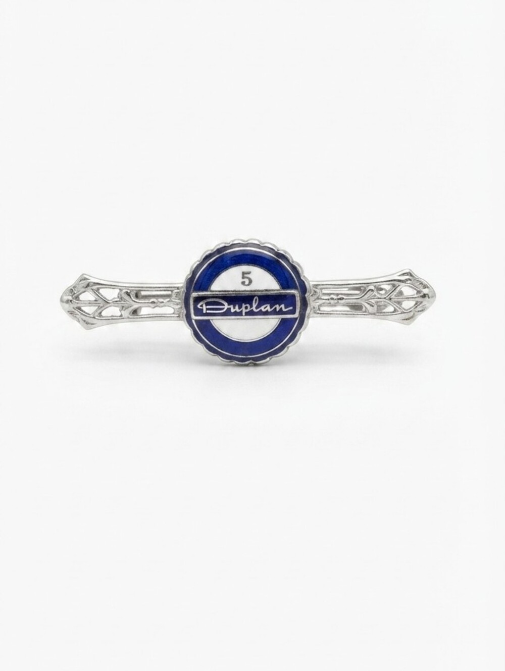 Antique Art Deco Duplan Corporation 5 Years Employee Award Bar Brooch | Blue Whi